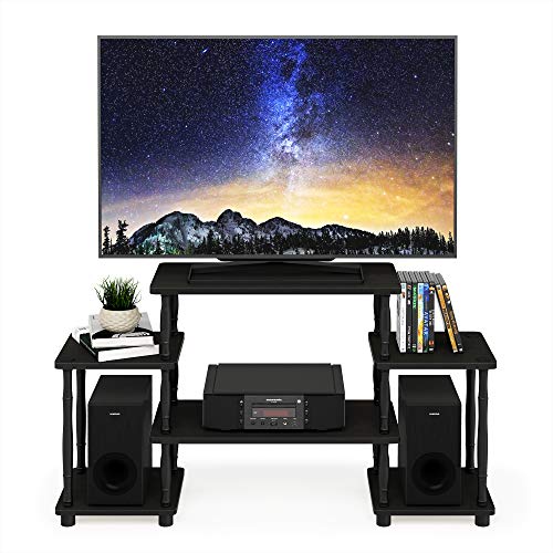 Furinno No Tools Entertainment Center with Bamboo Tubes, Wood, Espresso/Black, 105.41 (W) x 58.04 (H) x 29.46 (D) cm