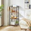 YMYNY Bookcase,4 Tier Storage Rack, Plant Rack, Storage Rack with Steel Frame,for Living Room, Office, Study, Hallway, Industrial Style, Rustic B