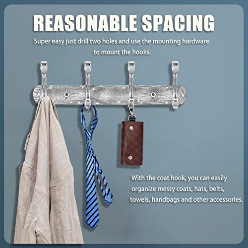 BlackFish Coat Rack Wall Mount,Rhinestone Type Wall Mounted Coat Rack - 4 Hooks,Purse Hanger,Coat Hanger Wall Mount,Wall Coat Rack for Bathroom K
