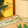 2 Pieces Lemon Kitchen Rugs Set Kitchen Mats Non Slip Rubber Backing Area Rug Lemon Doormat Washable Indoor Outdoor Floor Mats Country Kitchen De