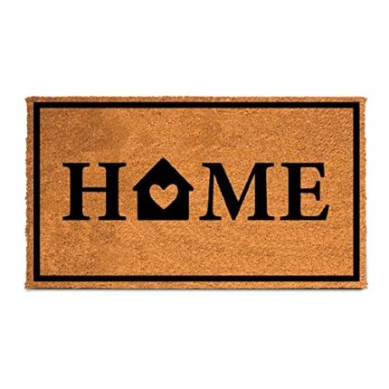 PLUS Haven Coco Coir Door Mat with Heavy Duty Backing, Home with Heart Doormat, 17.5”x30” Size, Easy to Clean Entry Mat, Beautiful Color and Sizi