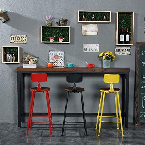 AANAN Stools,Stool Vintage Barstools Chair with Footrest Stool Seat Dining Chairs for Kitchen | Pub | Industrial Bar Stool Metal Legs- Red