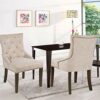 WALNUT Dining Chair Leisure Upholstered Chair Kitchen Furniture with Armrest Beige Ware house
