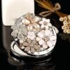 Healifty Decorative Compact Mirror Metal Glass Folding Mirror Exquisite Magnification Mirror Travel Mirror Compact Portable Mini Makeup Mirror