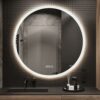 STARLEAD Round Bathroom Mirror with LED lights, 600mm Wall Mounted Mirror, LED Bathroom Mirror Bluetooth Mirror, Demister pad/Dimmable/Color Chan