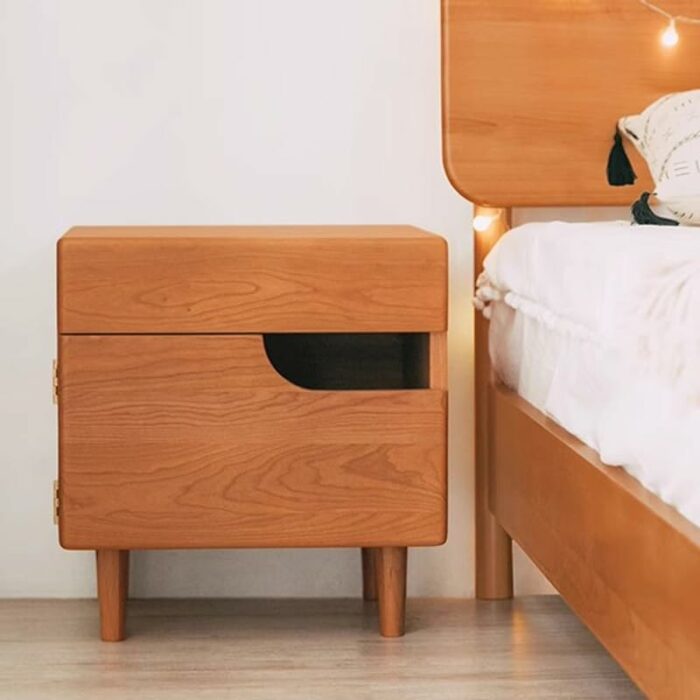 MFCHY Nightstand Cherry Wood Drawers For Bedside Lockers Small Bedroom Furniture