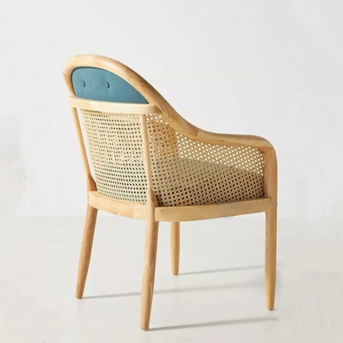 WALNUT Office Kitchen Arm Dining Chair Rattan Outdoor Restaurant Ergonomic Chair Wooden Party Furniture