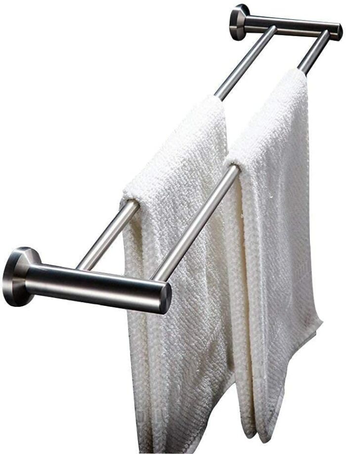 Towel Bar 304 Stainless Steel Double Lever Towel Bracket Towel Rail Wall Hanging Towel Holder for Bathroom Balcony Kitchen Towel Rack Modern and