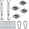 WOLTU Sun Shade Sail Fixing Kit Heavy Duty 304 Stainless Steel Hardware Accessories Kit for Triangular, Square and Rectangular Awning (2x Spring