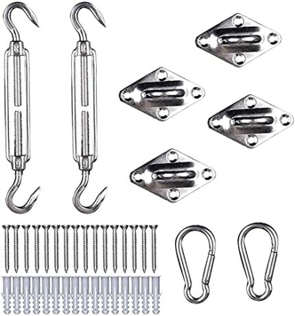 WOLTU Sun Shade Sail Fixing Kit Heavy Duty 304 Stainless Steel Hardware Accessories Kit for Triangular, Square and Rectangular Awning (2x Spring