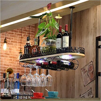 Stylish Simplicity Down Wine Rack, Metal Iron Wine Rack, Vintage Wine Rack, Goblet Rack Home, Restaurant Kitchen Bar Decoration Floating Wine Rac