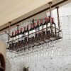 EMISOO Ceiling Wine Rack, Glass Rack With Goblet, Home Wine Rack, Floating Wine Rack Organizer For Bar, Kitchen, Dining Room, Height Adjustable (