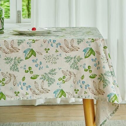 Wracra Vibrant Leaves Tablecloth Cotton Linen 140×140cm Table Cloth Square Indoor Outdoor Table Cover Suitable for Party,Picnic,Dining,Garden(Squ