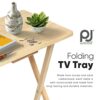 PJ Wood Side Table 2 Set 100% Wood, TV Tray Table, Folding Tables, Snack Table, Coffee Table, Table for Small Space, Living Room, Wood Frame, Nat