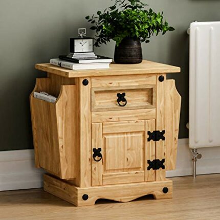 Amazon Brand - Movian Corona Magazine Table, 1 Drawer, Solid Pine Wood, 51.5 x 54 x 38 cm