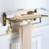 TBIIEXFL Aluminum Foldable Antique Brass Bath Towel Rack Active Bathroom Towel Holder Double Towel Shelf With Hooks Bathroom Accessories