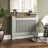 Vida Designs Chelsea Radiator Cover Modern Slatted Grill Slats White Painted MDF Cabinet, Large & Arlington Radiator Cover Grey Modern Painted MD