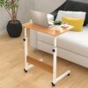Warmiehomy Laptop Table Movable Study Writing Table on Wheels Height Adjustable Computer Standing Desk Portable Side End Table for Over Bed Sofa