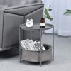 KINGRACK Sofa Side Snack Table,Coffee Round Table with Basket,Metal End Table,Nightstand with fabric Storage Basket and Detachable Tray Top,Scand