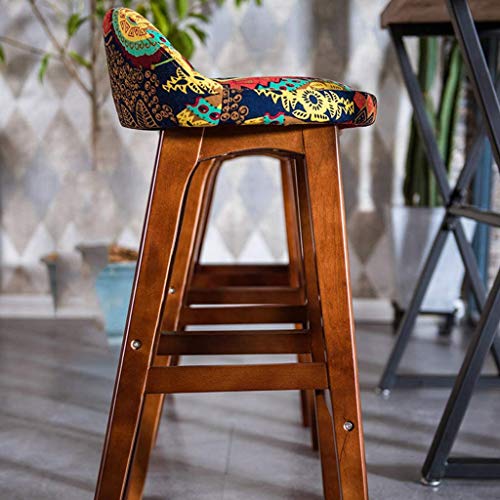 LUKEO FurnitureR Bar Chair Pub Bar Height Barstool Industrial Dining Bar Stools Chairs with PP Seat Backrest and Wooden Leg Set of Bar