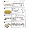 2Pcs/Set L Shaped Sofa Cover Sofa Covers Corner Sofa Sectional Couch Cover 57-73inch Sanding Minimalist L Shaped Cover with Pillowcase Elastic Br