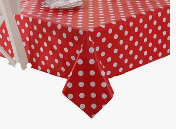 Vinylla Polka Dot Red Easy Wipe Clean PVC Tablecloth (Round(Dia.160cm))
