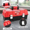 Tool Box 17-Inch, MAXPOWER Lightweight Cantilever Tool Box Organiser Plastic Storage Folding Toolbox with Three-Layer Cantilever Tray and Divider
