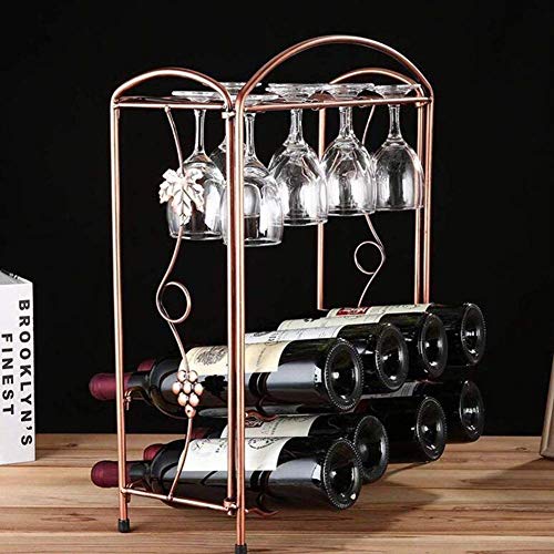OUSIKA Wine Racks,Wine Bottle Rack,Free Standing Metal Wine Holder Iron Art 8 Bottles Wines Glass Racks for Bar Cabinet Pantry Kitchen Display Ra