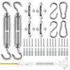 Awroutdoor Sun Shade Sail Fixing Kit, 5 inch 42Pcs 304 SUS Anti-Rust Sun Shade Sail Installation Hardware Kit, Awning Attachment Set on Garden Ca