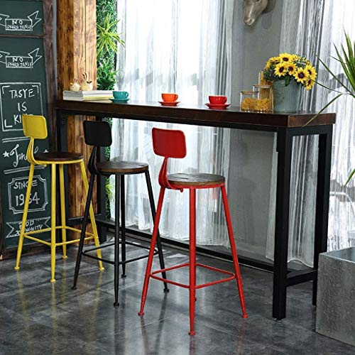 AANAN Stools,Stool Vintage Barstools Chair with Footrest Stool Seat Dining Chairs for Kitchen | Pub | Industrial Bar Stool Metal Legs- Red