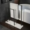 RSOCHS Marble bathroom floor towel bar bathroom towel holder simple bath towel rack coat rack stainless steel towel bar