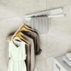 CHAHUANV Wall Mounted Towel Holder Rack,Towel Bar Swivel with 3-Arm,Space Saving Clothing Rack for Laundry,White