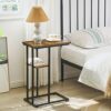 YMYNY C Shaped End Table, Snack Table, Side Table for Small Spaces, Living Room, Bedroom, Industrial, Small Table, Easy Install, 40 x 26 x 61.5CM