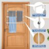 3 Tier Over the Door Towel Rail, Hanging Towel Rack for Bathroom, Adjustable Towel Holder with 2 Hooks for Storage Drying Towels Clothes, White