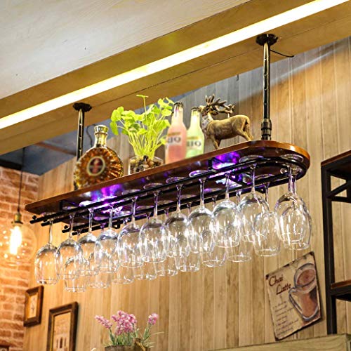 OUSIKA Wine Racks,Ceiling Wine Rack Adjustable Height Wall Mounted Hanging Wine Bottle Holder Metal Iron Wine Glass Rack Goblet Stemware Racks Vi