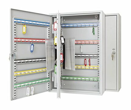 Wedo 10272037X Key Cabinet for 200 Hooks, Powder-Coated Sheet Steel, 38 x 14 x 55 cm, Safety Lock Including 2 Keys, Hook Rail Individually Adjust