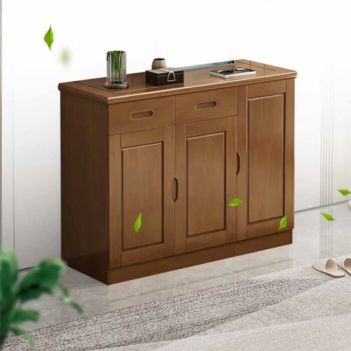 WALNUT Shoe Cabinet Solid Wood Shoe Cabinet Thick Base Reinforcement Design Smooth Edges and Corners Storage Draw