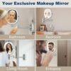 TOUCHFEEL Wall Mounted Makeup Mirror, 9 Inch 1X/7X Magnifying Mirror with 3 Color Light, Double Sided 360° Swivel Extendable Bathroom Mirror with