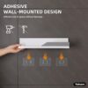 YOHOM White Adhesive Floating Shelf for Bathroom Tile Wall Stick on Shower Shelf Rack No Drilling Plastic Lightweight Shelf Organizer with Gray G