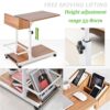 ybaymy Adjustable Side Table C Shaped End Table Movable Bedside Computer Couch Snack Table with Lockable Wheels Adjustable Height Sofa Side Table