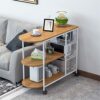 Storage Carts Kitchen furniture Multi-Layer Steel Frame Wood Partition Multifunction Organizer Cart With Wheels Kitchen trolley (Color : B, Size