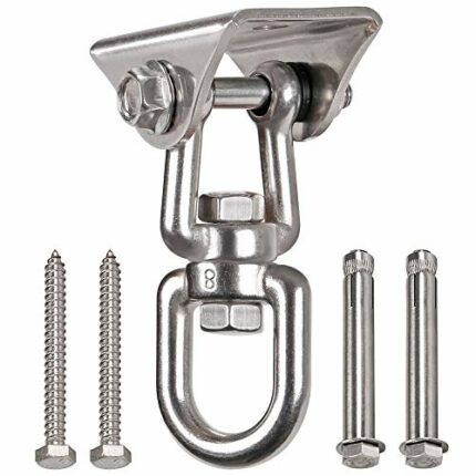WAREMAID Heavy Duty 360° Swivel Swing Hangers, Stainless Steel Swing Hook for Ceiling Wooden Porch Swing Hanging kit Playground Gym Rope Boxing B