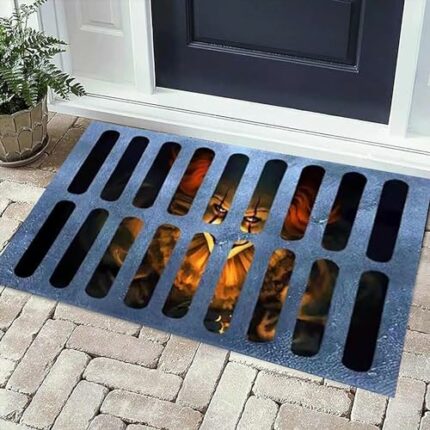 Halloween 3D Illusion Clown Doormat, Halloween Clown Drain Doormat, Home Christmas Decoration Doormat，Horror Movie Clown Halloween Area Carpet De