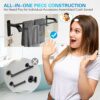 Towel Rail Rack - Hand Towel Holder for Bathroom Wall - 24 Inch Bath Bar Black Matte - Attached with Practical Four Hooks - SUS304 Stainless Stee