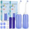 2 Pack Portable Bidet Sprayer Peri Bottle, Number-one Travel Bidet Bottle 500ml 17oz Personal Hygiene Care Toilet Bidet Shower with 2 Nozzles, Du
