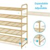 Simple Trending 5-Tier Stackable Shoe Rack, Expandable & Adjustable Shoe Organizer Storage Shelf, Wire Grid, Gold