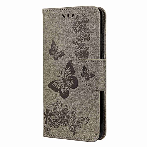Reevermap Samsung S21 FE Case, Galaxy S21 FE 5G Case, Shockproof Flip Wallet Card Slots PU Leather Embossed Butterfly Stand Magnetic Cover for Sa