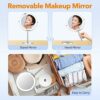 Desktop Magnifying Makeup Mirror with Lights, 8 inch Rechargeable Double Sided 1X/10X Vanity Mirror with 3 Colors Light, 360° Smart Touch Lighted