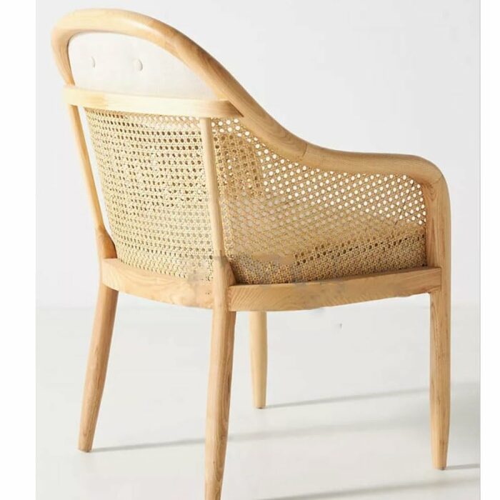 WALNUT Office Kitchen Armrest Dining Chair Rattan Outdoor Dining Ergonomic Chair Wooden Party Furniture (Color : D, Size : Light Grey)