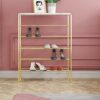 ZTTTD Wrought Iron Shoe Rack Multi-layer Simple Household Door Storage Rack Space Minimalist Gold